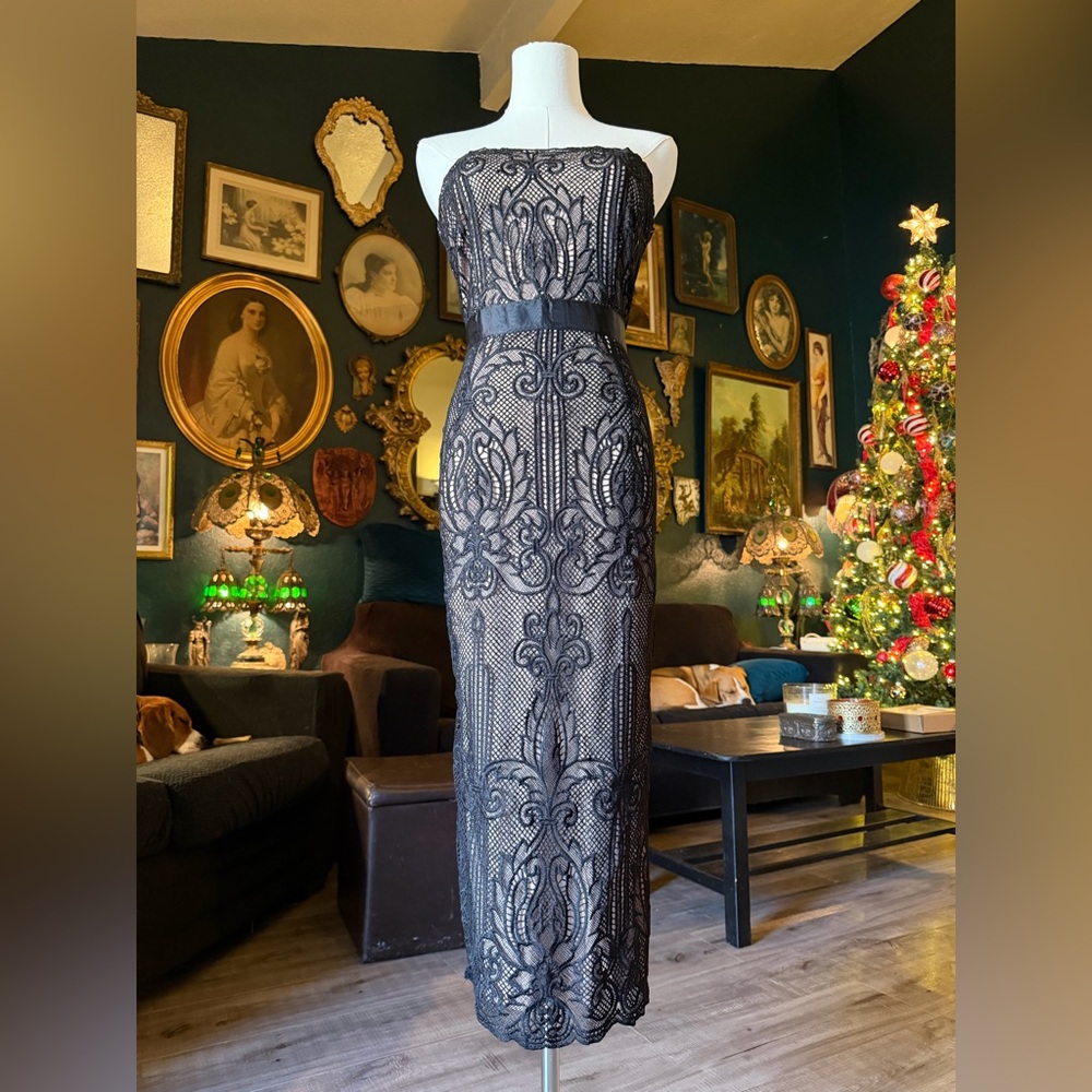 Lulus NWOT Move Over Black Crochet Lace Strapless Midi Dress- XS